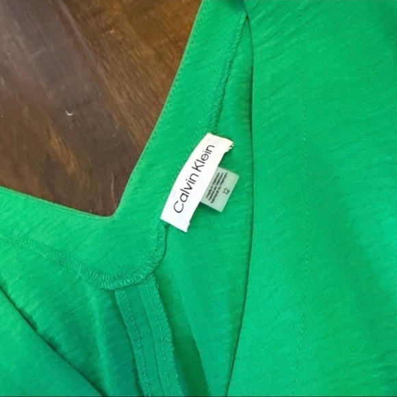 Calvin Klein Spring Tiered Bright Green Dress - Picture 4 of 6